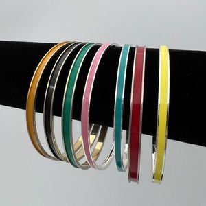 Colorful Enamel Slim Bangle Bracelet Set - Assorted Colors